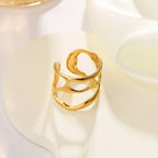 Anti-Tarnish Contemporary Adjustable Gold Finger Ring