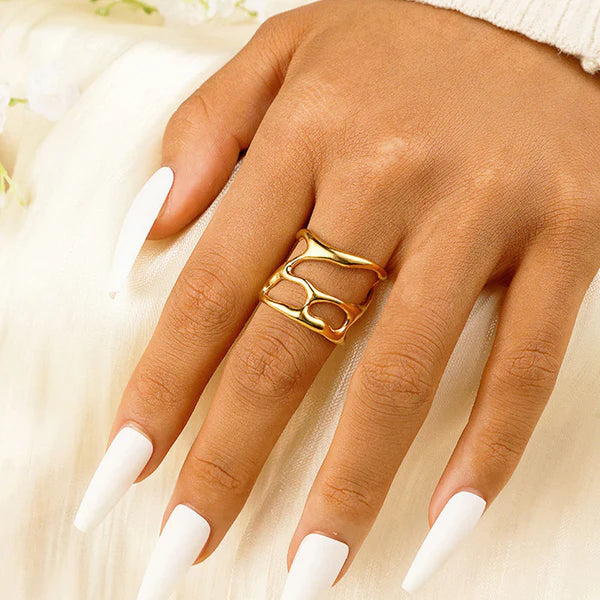 Luxn Gold Plated Anti Tarnish Contemporary Adjustable Finger Ring