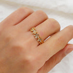 Anti-Tarnish Floral Themed Adjustable Gold Finger Ring
