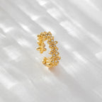 Anti-Tarnish Floral Themed Adjustable Gold Finger Ring