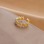 Anti-Tarnish Floral Themed Adjustable Gold Finger Ring
