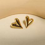 Anti-Tarnish Heart Themed Gold Earrings
