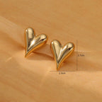 Anti-Tarnish Heart Themed Gold Earrings