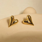 Anti-Tarnish Heart Themed Gold Earrings