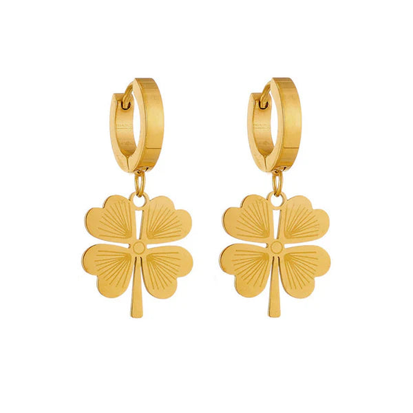 Luxn Gold Plated Anti Tarnish Clover Themed Drop Earrings