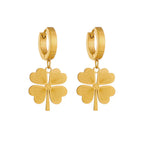 Anti-Tarnish Clover Themed Drop Gold Earrings