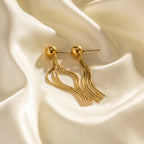 Anti-Tarnish Contemporary Tassel Gold Earrings