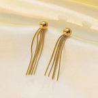 Anti-Tarnish Contemporary Tassel Gold Earrings