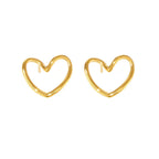 Anti-Tarnish Heart Themed Stud Gold Earrings