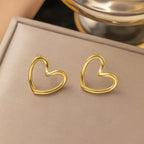 Anti-Tarnish Heart Themed Stud Gold Earrings