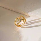 Anti-Tarnish Interconnected Adjustable Gold Finger Ring