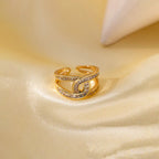 Anti-Tarnish Interconnected Adjustable Gold Finger Ring