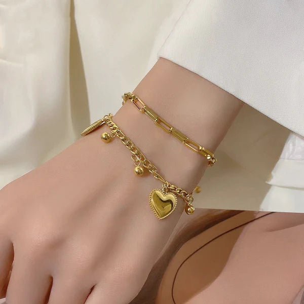 Luxn Premium Heart Charm Wrap Bracelet | Gold Plated & Anti Tarnish Finish