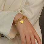 Anti-Tarnish Premium Heart Charm Wrap Gold Bracelet