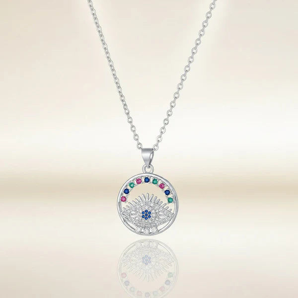 Luxn Silver Plated American Diamond Anti Tarnish Evil Eye Pendant