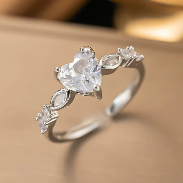 Luxn Silver Plated Anti Tarnish Stainless Steel Heart Themed Adjustable Finger Ring