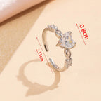 Anti-Tarnish Heart Themed Adjustable Silver Finger Ring