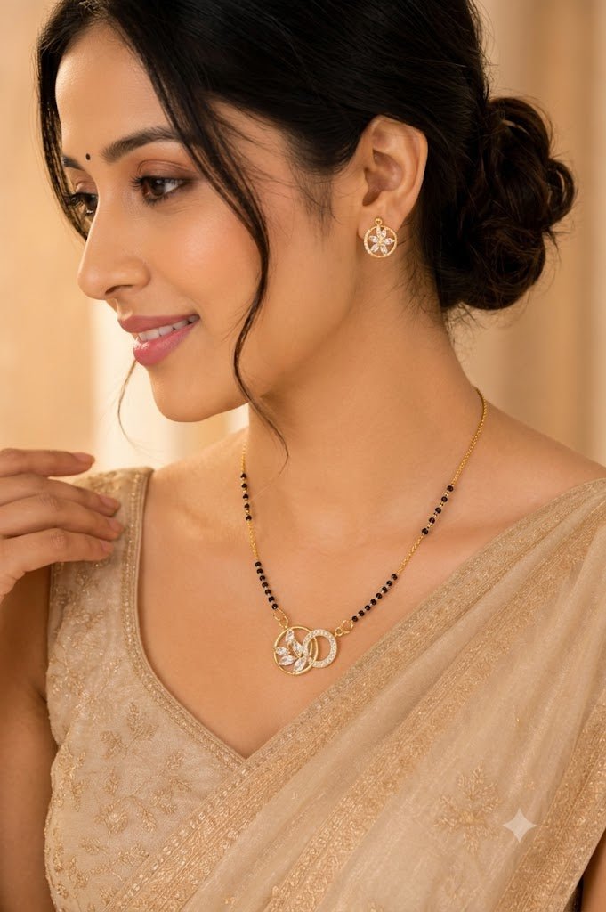 Anti-Tarnish American Diamond Eternal Bloom Mangalsutra - Luxn