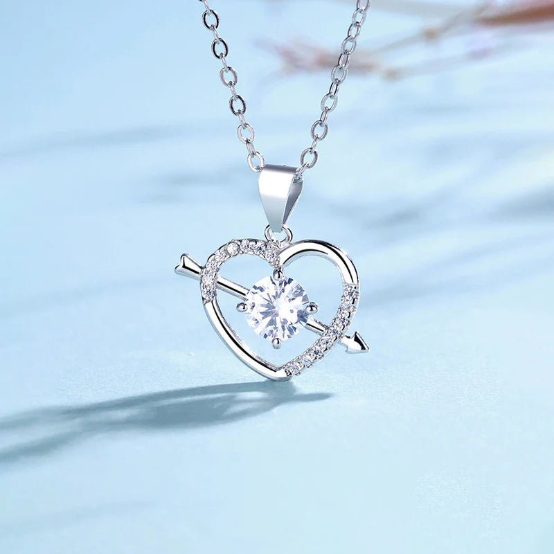 Anti-Tarnish American Diamond Studded Heart Themed Pendant - Luxn