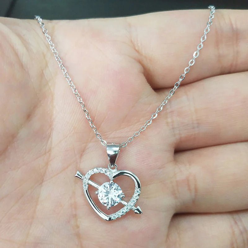 Anti-Tarnish American Diamond Studded Heart Themed Pendant - Luxn