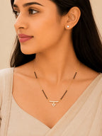 Anti-Tarnish American Diamond Triangle Hanging Mangalsutra - Luxn