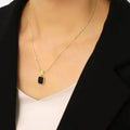 Anti-Tarnish Black Geometric Gold Pendant - Luxn