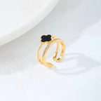 Anti-Tarnish Clover Themed Adjustable Gold Finger Ring - Luxn