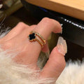 Anti-Tarnish Clover Themed Adjustable Gold Finger Ring - Luxn