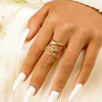 Anti-Tarnish Contemporary Adjustable Gold Finger Ring - Luxn