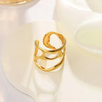 Anti-Tarnish Contemporary Adjustable Gold Finger Ring - Luxn