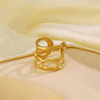 Anti-Tarnish Contemporary Adjustable Gold Finger Ring - Luxn