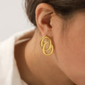 Anti Tarnish Contemporary Drop Gold Plated Earrings - Luxn