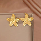 Anti Tarnish Floral Drop Gold Plated Earrings - Luxn