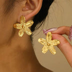 Anti Tarnish Floral Drop Gold Plated Earrings - Luxn