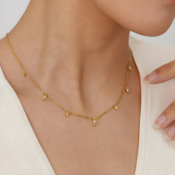 Anti Tarnish Gold Plated Geometric Necklace For Women - Luxn