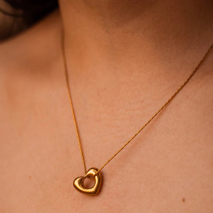 Anti-Tarnish Heart Themed Gold Pendant - Luxn