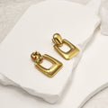 Anti Tarnish Oval Hollow Gold Plated Earrings - Luxn