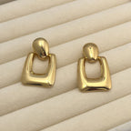 Anti Tarnish Oval Hollow Gold Plated Earrings - Luxn