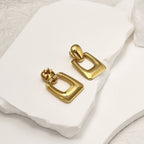 Anti Tarnish Oval Hollow Gold Plated Earrings - Luxn