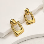 Anti Tarnish Oval Hollow Gold Plated Earrings - Luxn