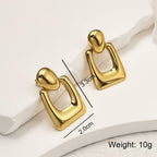 Anti Tarnish Oval Hollow Gold Plated Earrings - Luxn