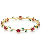 Anti-Tarnish Red Green Gold Tulip Bracelet - Luxn