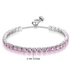 Anti Tarnish Round Cut Cubic Zirconia Pink Matrix Tennis Bracelet - Luxn