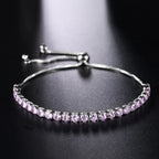 Anti Tarnish Round Cut Cubic Zirconia Pink Matrix Tennis Bracelet - Luxn