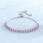 Anti Tarnish Round Cut Cubic Zirconia Pink Matrix Tennis Bracelet - Luxn