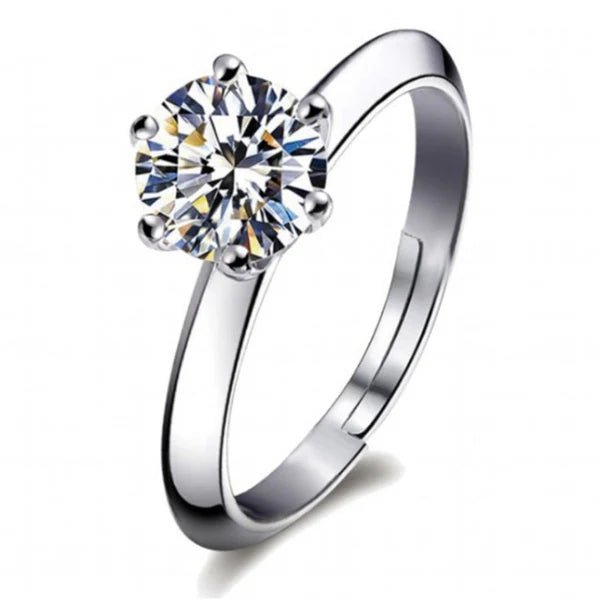 Anti Tarnish Solitaire Adjustable Silver Finger Ring - Luxn