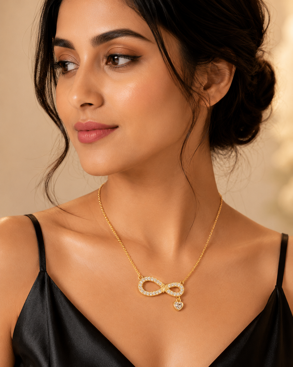 Anti-Tarnish Infinity American Diamond Gold Pendant