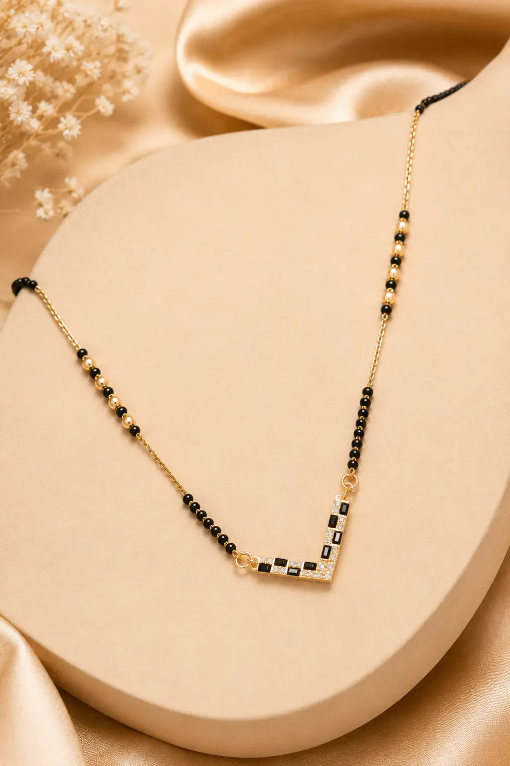 Anti-Tarnish American Diamond Triangle Mangalsutra