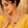 Anti Tarnish Sparkling Austrian Stone & Black Beads Mangalsutra