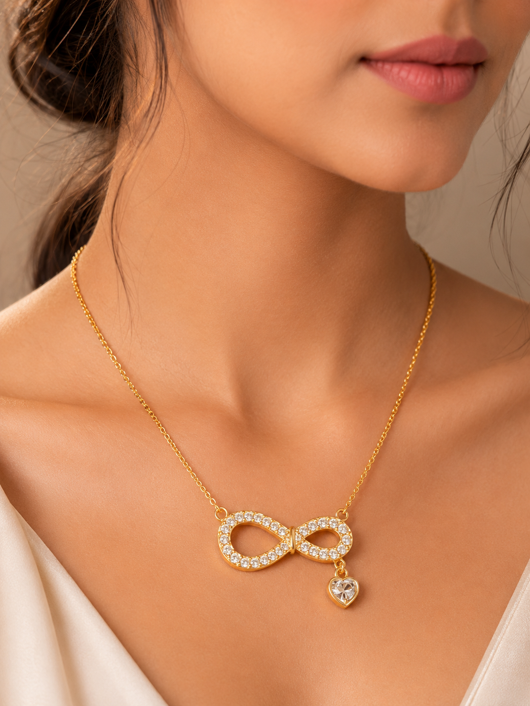 Anti-Tarnish Infinity American Diamond Gold Pendant